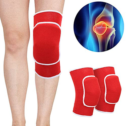 1 Pair Protective Knee Pads,Thicken Sponge Brace Knee Guards,Knee Pads for Dance Yoga Multi Sports (Red)