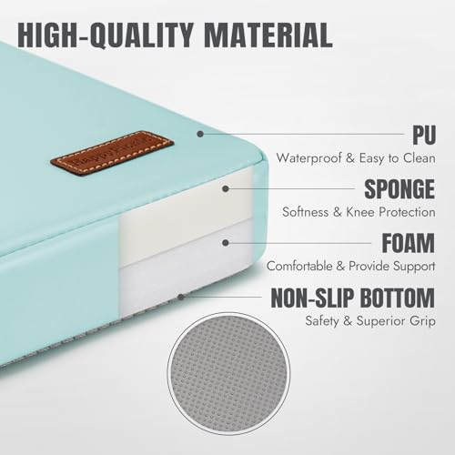 HappyPicnic Waterproof Garden Kneeling Pad, 2in Thick, Green, 1 Pack | Soft High-density Foam knee Support, with Handle, Easy to Clean, Non-slip, for Gardening, Yoga, Prayer, Housework, Exercise - color: Blue Green