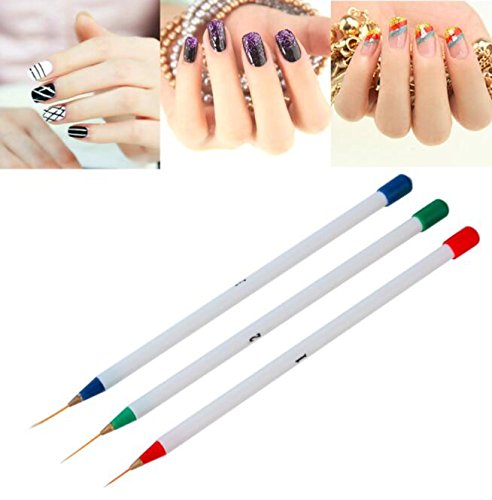 Set 3Pcs/Pack Fine Drawing Striping Liner Design Tips Nail Art Pen Brushes Brush Salon DIY Gel UV Manicure Tool gifts Multicolor