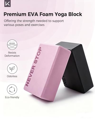 KEEP Yoga Block, High-Density EVA Foam 2 Pack Yoga Block with Non-Slip Textured Surface, Supportive, Lightweight - Ideal for Yoga - color: 2-pack-Cherry pink