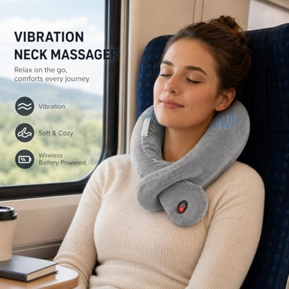 Travel Pillow with 3 Vibration Modes,Airplane Massage Pillow - color: Dark Gray