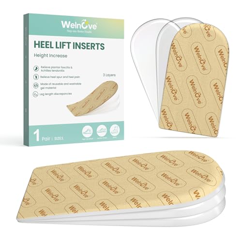 Heel Lift Inserts for Women Shoes - Welnove Adjustable Orthopedic Shoe Lifts for Uneven Legs - Gel Heel Inserts for Leg Length Discrepancy Heel Pain Heel Spur - Heel Wedge Pads (Size S, 3 Layers) - size: 3 Layers: S - Women's 4.5-9.5丨Men's 6-8.5