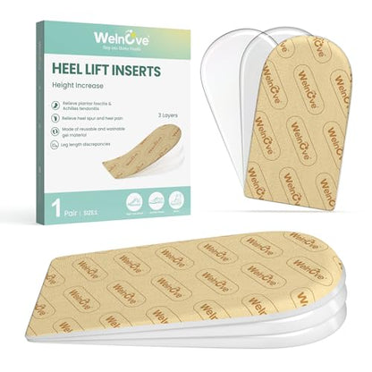 Heel Lift Inserts for Women Shoes - Welnove Adjustable Orthopedic Shoe Lifts for Uneven Legs - Gel Heel Inserts for Leg Length Discrepancy Heel Pain Heel Spur - Heel Wedge Pads (Size S, 3 Layers) - size: 3 Layers: S - Women's 4.5-9.5丨Men's 6-8.5
