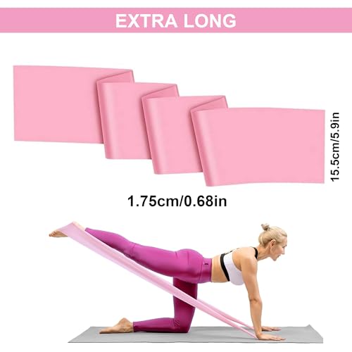 Resistance Bands, Non-Latex Elastic Exercise Bands for Upper and Lower Body, Strength Training Without Weights, Ideal for Physical Therapy, Pilates, Rehab, Home Fitness, Beginners - color: Pink