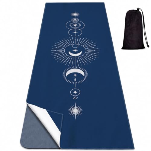 Yoga Mat Towel, Hot Yoga Non Slip with 4 Corner Pockets, 70 x 26 in | Soft Absorbent Microfiber With Four Corner Pockets, Fits Over Yoga Mats For Hot Yoga, Pilates, Gym, And Travel - color: Blue Sun-01, size: Small