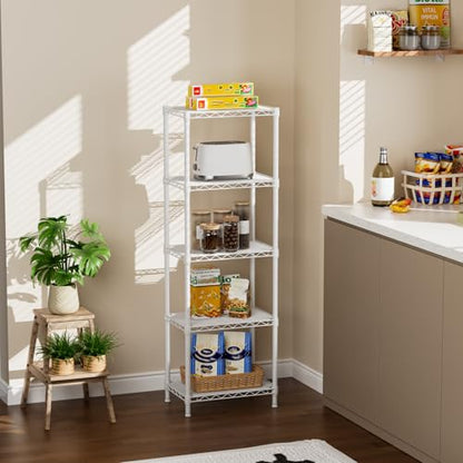 Golpart 5Tier Adjustable Storage Shelves Metal Wire Shelving Standing Shelf - color: White, size: 5-tier-10"Dx16"Wx55"H