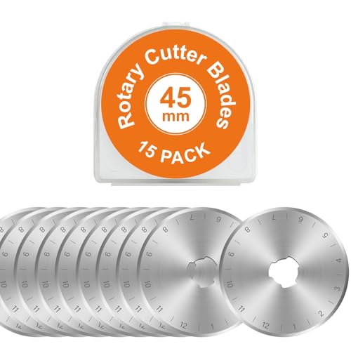 15 Packs 45mm Rotary Cutter Blades 45mm Quilting supplies Rotary Cutter Blades for fabric by SSPONT, compatible with OLFA,Fiskars,Mr.Pen,DAFA,Truecut etc. Sewing Arts Crafts, Sharp and Durable - color: 45mm-15 PCS