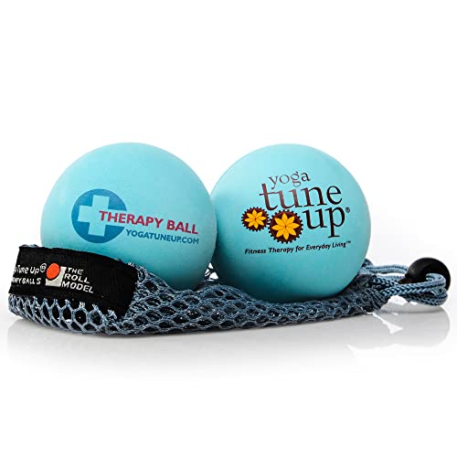 YOGA TUNE UP® Therapy Balls in Tote by Tune Up Fitness - Massage Balls for Trigger Point, Pressure Point & Myofascial Release - Use as Single or Peanut Ball for Pain Relief & Relaxation (Aqua Blue) - color: ['Aqua Blue'], size: ['2.5 Inch (Pack of 2)']