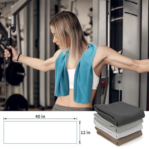 YESLIFE 4-Pack Cooling Towels (40"x 12"), Cooling Neck Wraps, Ice Towel - color: Black, Light Grey, Brown, Dark Grey