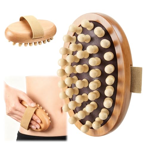 2 Pcs Meridian Brush, Wood Therapy Massage Tools with Essential Oil | Handheld Natural Meridian Massage Brush for Belly Fat Cellulite Massage Tool for Legs Arms Back Office Workers Stress Relieve - color: Brown