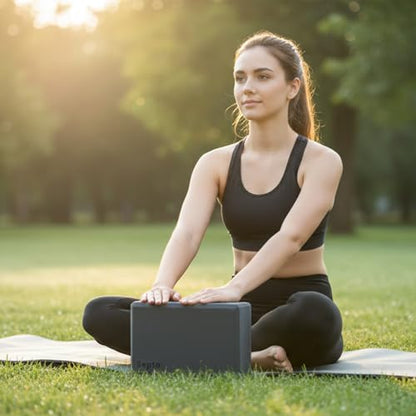 Septo 2 Pcs Yoga Blocks, 9x6x3 Inch Foam Blocks for Pilates - color: Grey