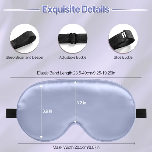 Silk Sleep Mask, Blackout Eye Mask for Sleeping with Adjustable Strap | Light-blocking Blindfold for Men & Women Pressure-Free, Soft Eye Cover Eyeshade for Side Sleeper, Travel Naps(Light Purple) - color: Light Purple
