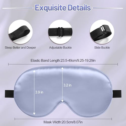 Silk Sleep Mask, Blackout Eye Mask for Sleeping with Adjustable Strap | Light-blocking Blindfold for Men & Women Pressure-Free, Soft Eye Cover Eyeshade for Side Sleeper, Travel Naps(Light Purple) - color: Light Purple