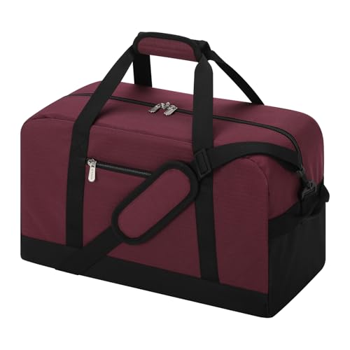 Small Gym Bag 18 inch Carry On Duffel Bag for Weekender Travel - Wine Red - color: Wine Red, size: 18inch