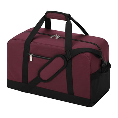 Small Gym Bag 18 inch Carry On Duffel Bag for Weekender Travel - Wine Red - color: Wine Red, size: 18inch