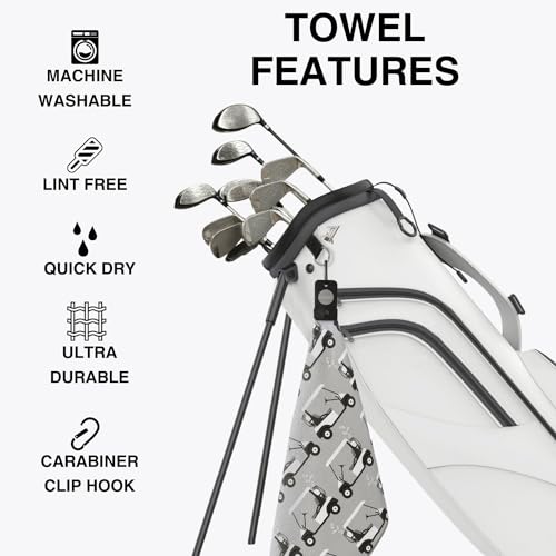 Magnetic Golf Towels for Golf Bags with Clip & Ultra Strong Magnet - Waffle Weave Microfiber Towel for Secure Hold on Bags & Carts - Ideal Club Cleaner & Accessories - Golf Cart - color: Golf Cart