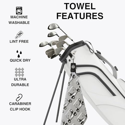 Magnetic Golf Towels for Golf Bags with Clip & Ultra Strong Magnet - Waffle Weave Microfiber Towel for Secure Hold on Bags & Carts - Ideal Club Cleaner & Accessories - Golf Cart - color: Golf Cart