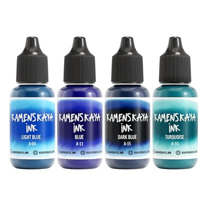 Alcohol Ink Set #11: Matched Color Combination of Alcohol Inks, 4 pcs. 0.51 fl oz (15 ml) Each | Highly Concentrated Dyes, Lightfast, Translucent and Vibrant Colors – For Painting and Epoxy Resin – Made in the EU - color: 11, style: Basic 'A' line