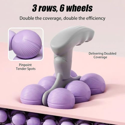 6-Wheel Handheld Massage Roller for Muscle Pain Relief (Purple) - color: Purple