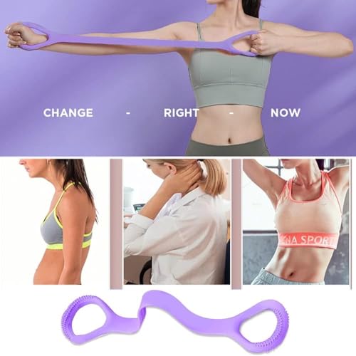 Figure 8 Resistance Band for Exercise – Stretch Band for Arms, Legs, Core & Shoulders – Elastic Workout Band for Home Fitness, Yoga, Pilates & Physical Therapy – Portable Training Equipment, Purple