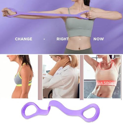 Figure 8 Resistance Band for Exercise – Stretch Band for Arms, Legs, Core & Shoulders – Elastic Workout Band for Home Fitness, Yoga, Pilates & Physical Therapy – Portable Training Equipment, Purple