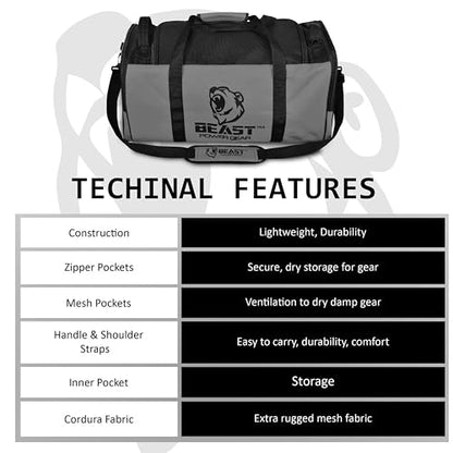 Beast Power Gear Gym Duffle Bag, Gray/Black - color: Gray/Black