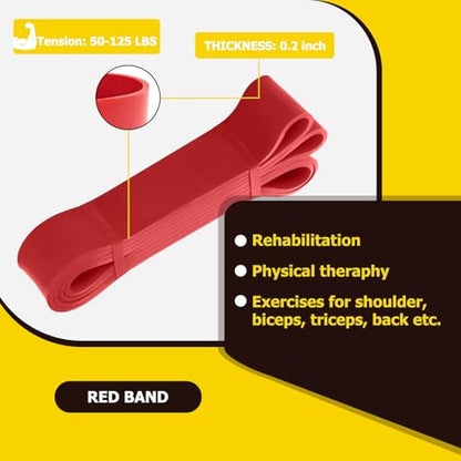 Pull Up Bands, Resistance Bands, Pull Up Assistance Band Exercise Bands for Men & Women Working Out, Body Stretching, Physical Therapy, Muscle Training - color: Red