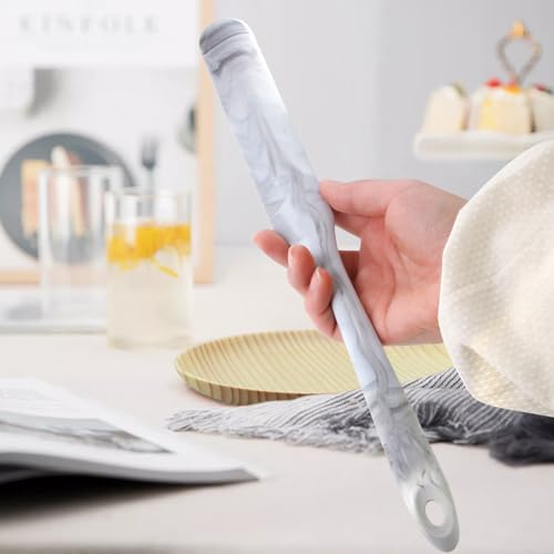 2 Pcs 13 Inch Silicone Jar Spatulas, Non-Stick Heat Resistant Cake Cream Spatulas Set, Large Cake Cream Butter Spatulas for Jars, Blender, Cooking Baking (Blue Green) (Dark grey and Marble) | 2 Pcs 13 Inch Large Cake Cream Spatulas for Jars, Blender, Cook