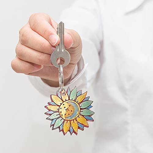 Sunflowers Resin Keychain Molds, Floral Flowers Silicone Keychain Fondant Molds with 8 PCS Key Rings 8 PCS Keychain Tassels, Casting Molds for DIY Keychain Jewelry Necklaces Crafts