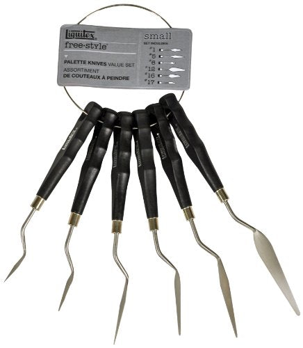 Liquitex Professional Freestyle Traditional Knives 6-Piece Ring Set | Rustproof Stainless Steel Knife Blades, Non-Slip Ergonomic Handles for Grip, Riveted Handles for Durability