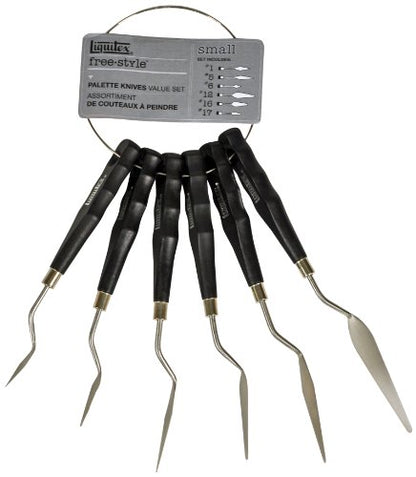 Liquitex Professional Freestyle Traditional Knives 6-Piece Ring Set | Rustproof Stainless Steel Knife Blades, Non-Slip Ergonomic Handles for Grip, Riveted Handles for Durability
