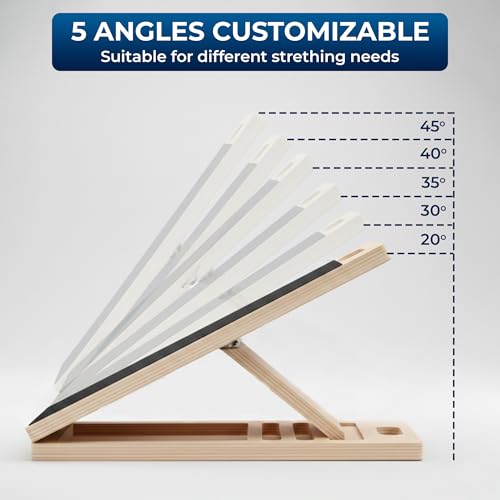 Portable Wooden Slant Board for Calf Stretching, Adjustable Calf Stretcher & Slant Board for Squats, Pilates, Physical Therapy, Rehab & Mobility Exercises, 5 Incline Levels, Lightweight & Durable
