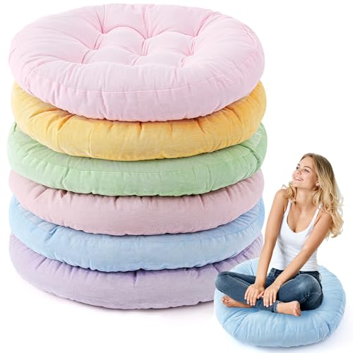 Jerify Floor Pillow Cushions Large Round Square Large Meditation Floor Pillow for Classroom Adult Meditation Picnic Party Seating Learning Daycare School(Round, 6 Pcs) - color: Various Color, size: Round