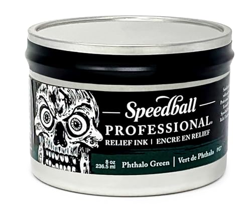 Speedball Professional Relief Ink Phthalo Green 8OZ - color: Phthalo Green, size: 8 fl oz