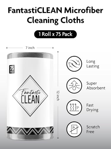 Fantasticlean Microfiber Cleaning Cloth Roll- 75 Sheets, 12" x 12"(Dimgrey) - color: Dimgray, size: 75 pack