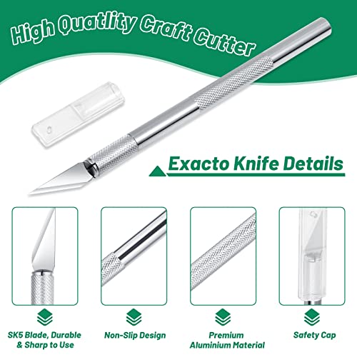 Anezus Exacto Knife with Hobby Mat for Crafts, Self Healing Cutting Mat Hobby Knife with 30 PCS Exacto Blades Precision Knife for Art and Crafts Paper Scrapbooking Stencil (Black) - color: C. Black
