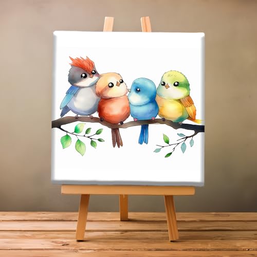 Natuyalo Paint by Numbers Kit with Framed - Birds Family Paint by Numbers for Adults Beginner Animal DIY Acrylic Painting by Numbers Kit Colorful Paintworks Artwork, 12x12 Inch - color: Color-07