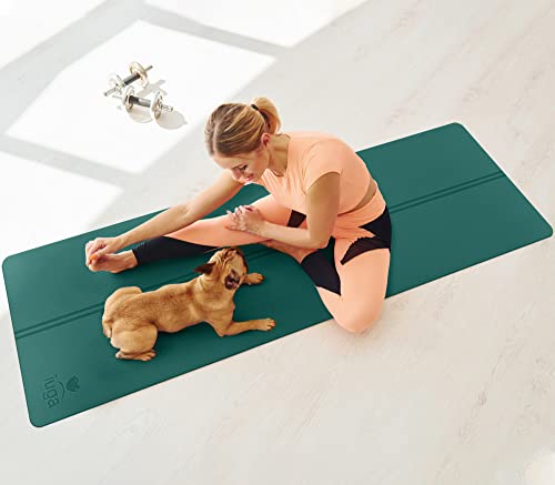 IUGA Yoga Mat Non Slip with Alignment Lines, 72" x 26" Eco Friendly Yoga Mats, 1/4 Inch Thick Yoga Mat with Free Carry Strap