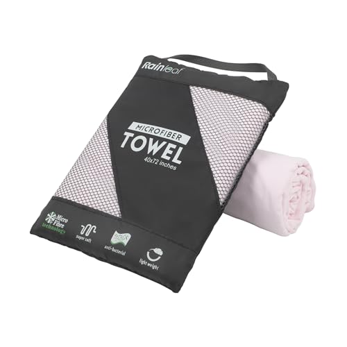 Rainleaf Microfiber Towel Quick Dry Camping & Travel & Gym Towel. Compact - color: Pale Pink, size: 48.00" x 24.00"