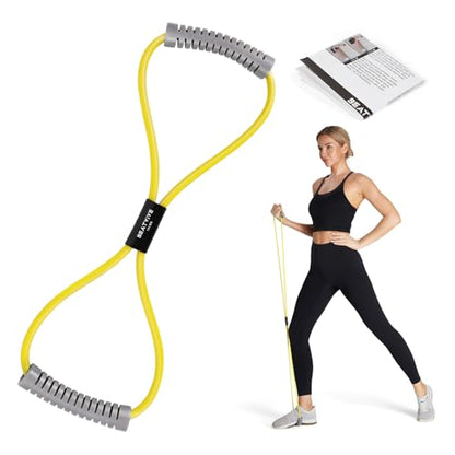 Figure 8 Resistance Bands with Handles, Arm Resistance Bands | Home Workout, Physical Therapy, Strength Training, Travel Portable, Arm workouts - color: Yellow -10lbs