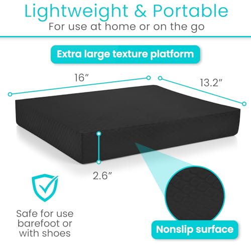 Vive Balance Pad - Foam Large Yoga Mat Trainer for Physical Therapy, Stability Workout, Knee and Ankle Exercise, Strength Training, Rehab - Chair Cushion for Adults, Kids, and Travel - color: Midnight Black