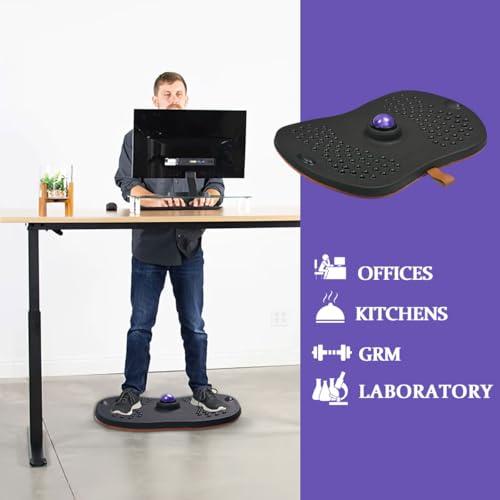 Balance Board for Standing Desk with Massage Ball, Anti-Slip Wobble Board for Office & Home, 360° Rotation Wooden Core Mat for Foot Pain Relief & Anti-Fatigue, Supports 300 lbs
