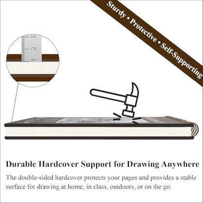 9" x 12" Sketch Book, Top Spiral Bound Sketch Pad, 2 Packs 100 Sheets Each (68lb/100gsm), Acid Free Art Sketchbook Artistic Drawing Painting Writing Paper for Kids Adults Beginners Artists - color: Brown, size: 9" x 12" (Pack of 2)