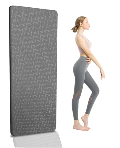 Yoga Mat 1/3" (8mm) Thick Non-Slip, Women Men Fitness & Exercise Mat, 72"Lx24"W Eco-Friendly TPE Workout Mat with Carrying Strap for Yoga, Pilates, Home Gym, Floor Exercises - color: Grey