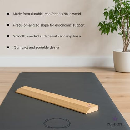 Yogikuti Pine Wood Slanting Plank/Premium Wooden Yoga Incline Plank for Calf, Foot & Ankle Stretch/Balance & Flexibility Trainer/Durable Non-Slip Yoga Fitness Support