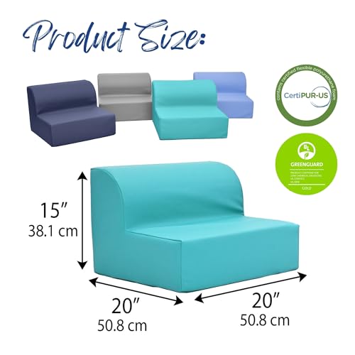 Children's Factory Flexible Seating Classroom Set, Tranquility | Easy to Clean Water-Resistant Vegan Leather Kids Chair, High Density Foam Toddler Chair for Preschool, Daycare, or Playrooms - color: Tranquility