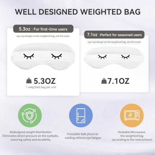 Lyocell Weighted Sleep Eye Mask for Women Men, 5.3oz or 7oz, Cooling, Removable Washable Weighted Bag, Light Blocking Eye Cover, Soft Eye Shade for Travel Essentials, Office Naps, Gift,Black - color: Black