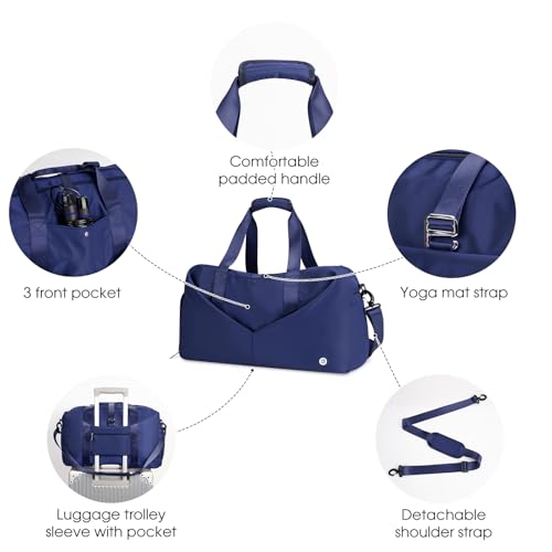 Ceneda 20" Gym Bag for Women with Wet Pocket & Shoe Compartment, Lightweight Duffel Waterproof Carry On Duffle for Travel, Yoga, Overnight (Navy Blue) - color: Navy Blue