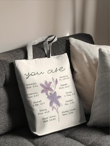 Aesthetic Canvas Tote Bag for Women with Inner Pocket - color: Christian-zh
