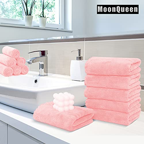 MOONQUEEN 6 Pack Premium Hand Towels - Quick Drying - Microfiber Coral Velvet Highly Absorbent Towels - Multipurpose Use as Hotel, Bathroom, Shower, Spa, Hand Towel 16 x 28 inches (Pink) - color: Pink, size: Hand Towels - 6 Pack